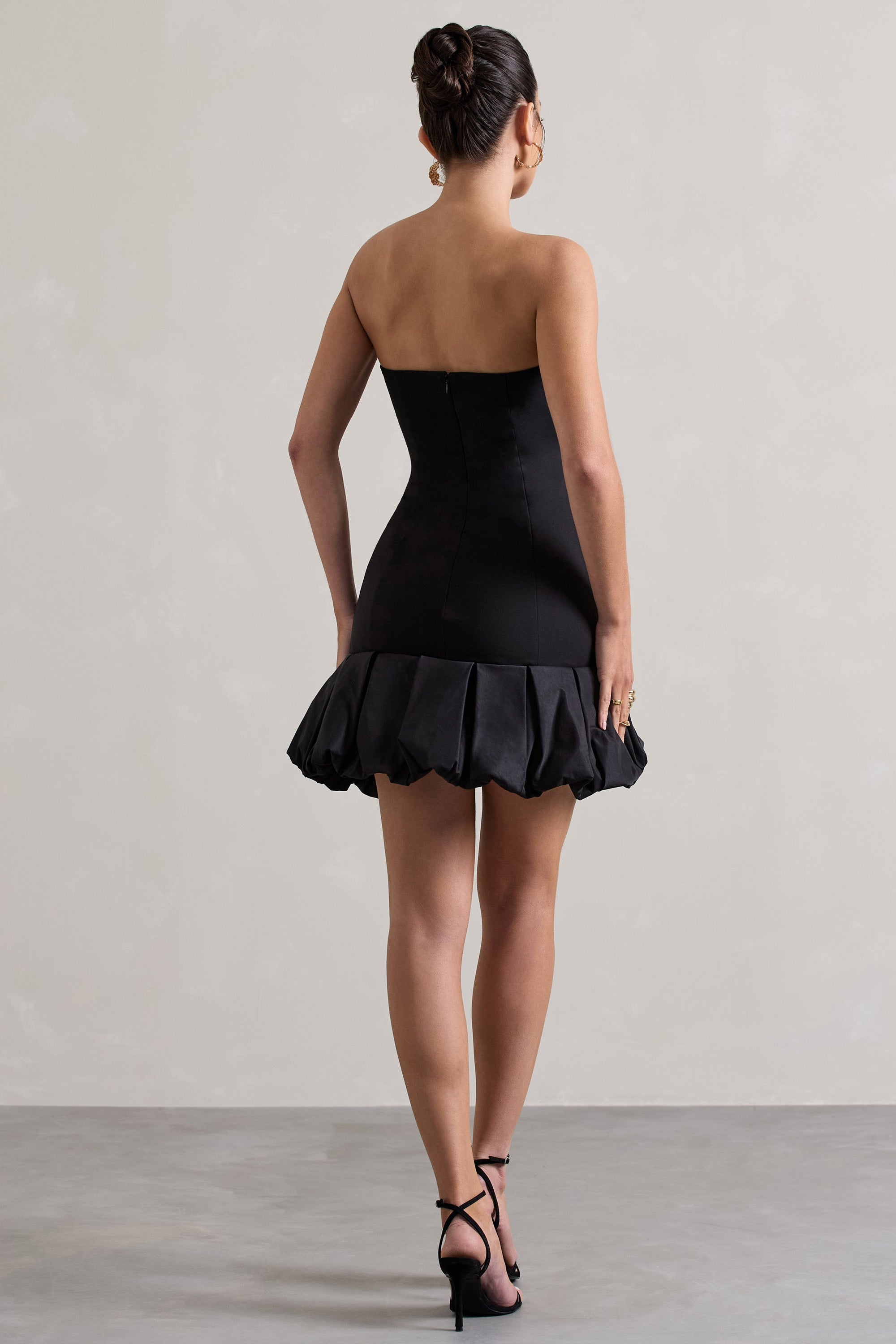 Liscia | Zwarte Bandeau Mini Jurk Met Rucherand