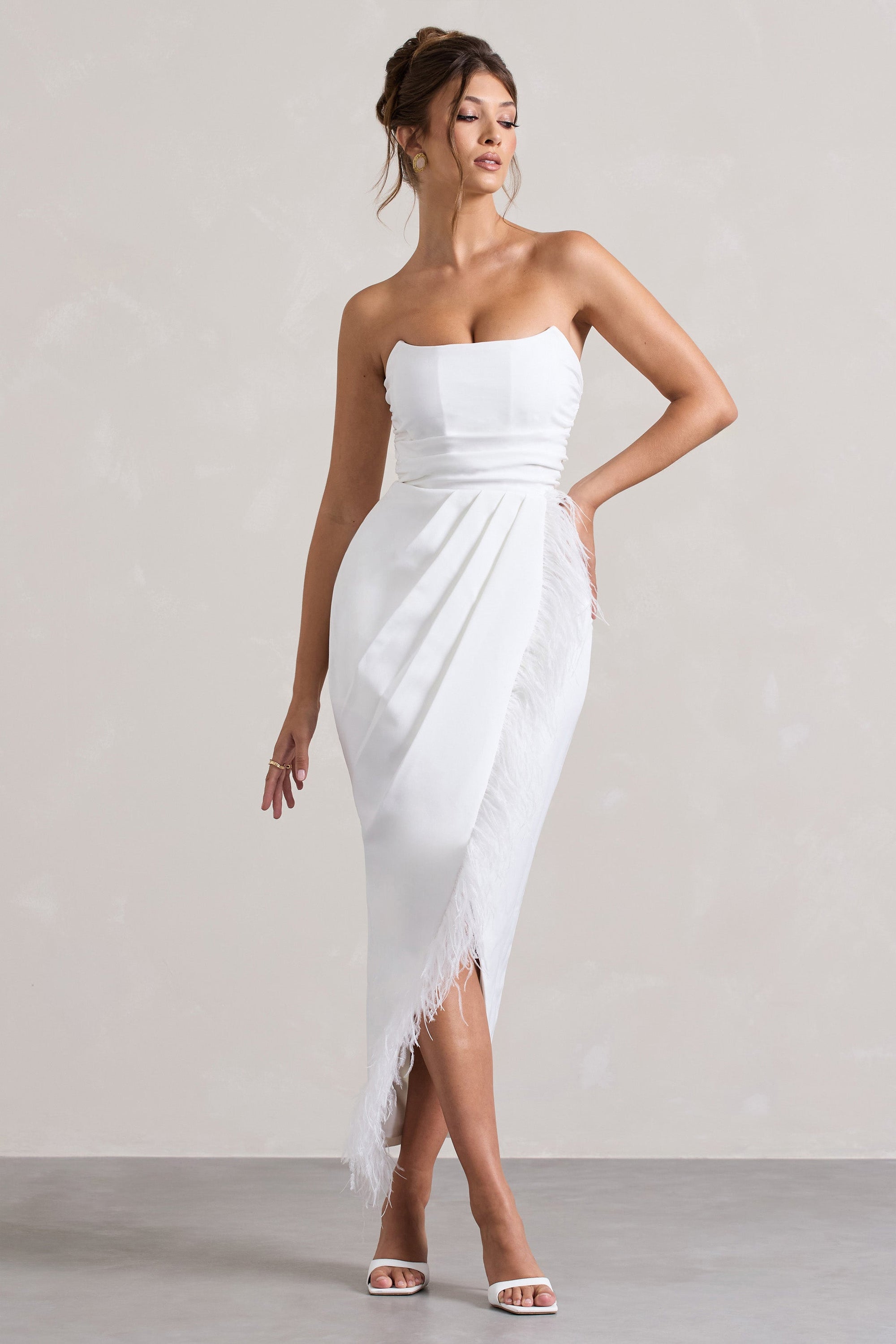 Chosen | Witte Bandeau Overslag Maxi Jurk Met Verenafwerking