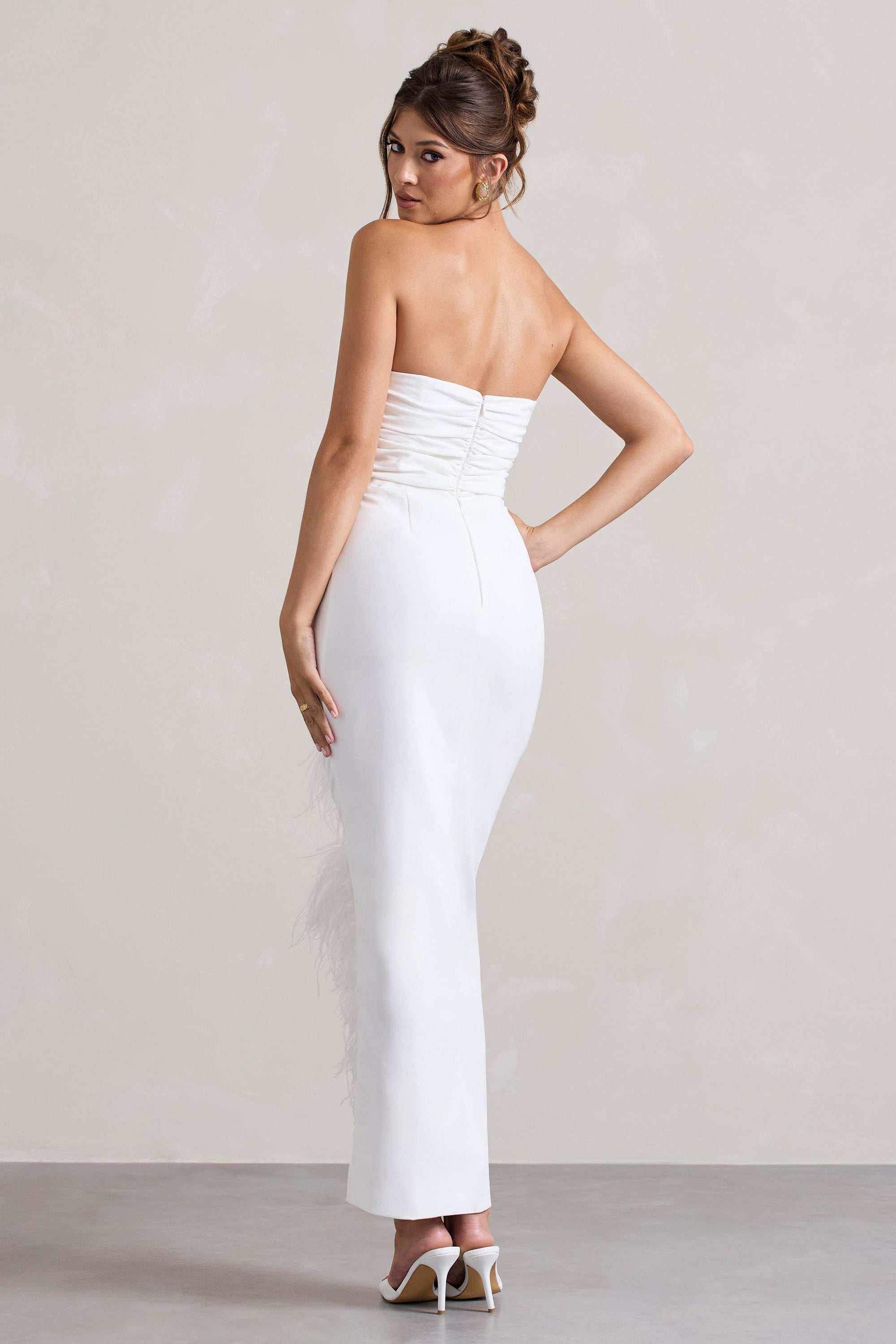 Chosen | Witte Bandeau Overslag Maxi Jurk Met Verenafwerking