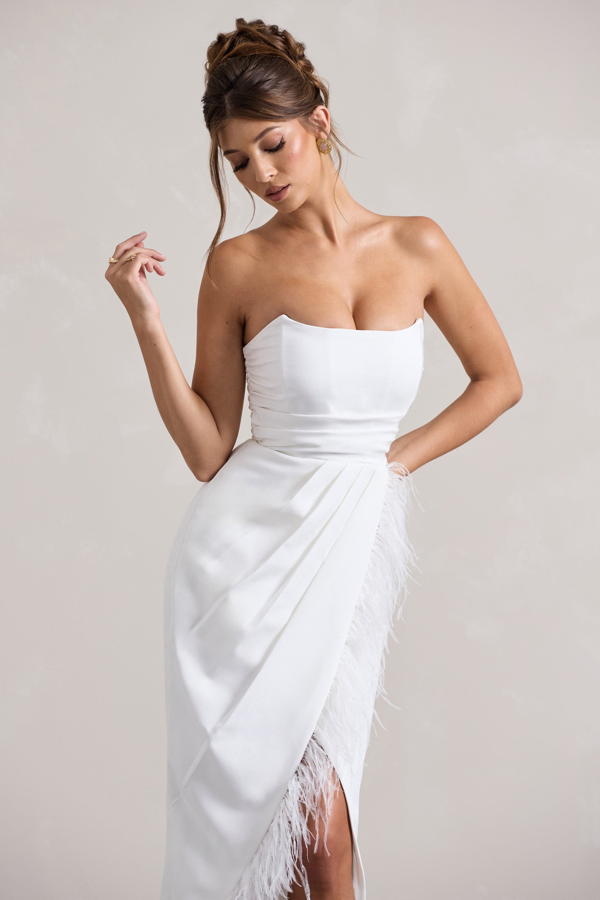 Chosen | Witte Bandeau Overslag Maxi Jurk Met Verenafwerking
