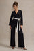 Ruba | Zwarte Getailleerd Diepe hals Jumpsuit Met Gestrikte Taille