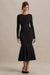 Liberty | Zwarte Hoge Hals Meermin Maxi Jurk Met Ruches detail