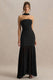 Jaquetta | Zwarte Maxi Jurk Met Geplooide Chiffon Rok En Riem