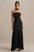 Jaquetta | Zwarte Maxi Jurk Met Geplooide Chiffon Rok En Riem