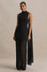 Unpredictable | Zwarte Hoge Hals Maxi Jurk Met Rug Cape Detail