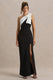 Kiri | Zwart-Witt Maxi Jurk Met Strik Detail En Blote Schouder