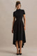 Bellona | Zwart Hoog-Lage Midi Jurk Met Hoge Hals