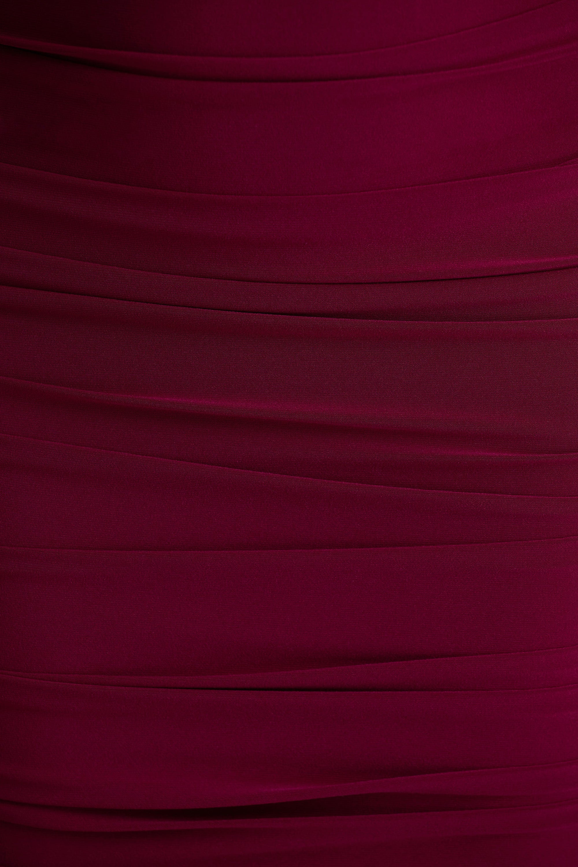 Tamara | Bordeaux Gerimpelde Midi Jurk Met Lang Mouwen