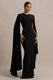 Briony | Zwarte Hoge Ronde Hals Maxi Jurk Met Cape mouwen
